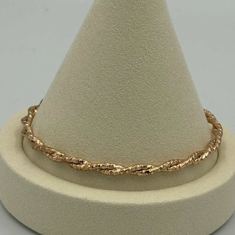 Vintage Gold Tone Nugget Twist Bangle Bracelet‎ Textured Rope Design Stacking